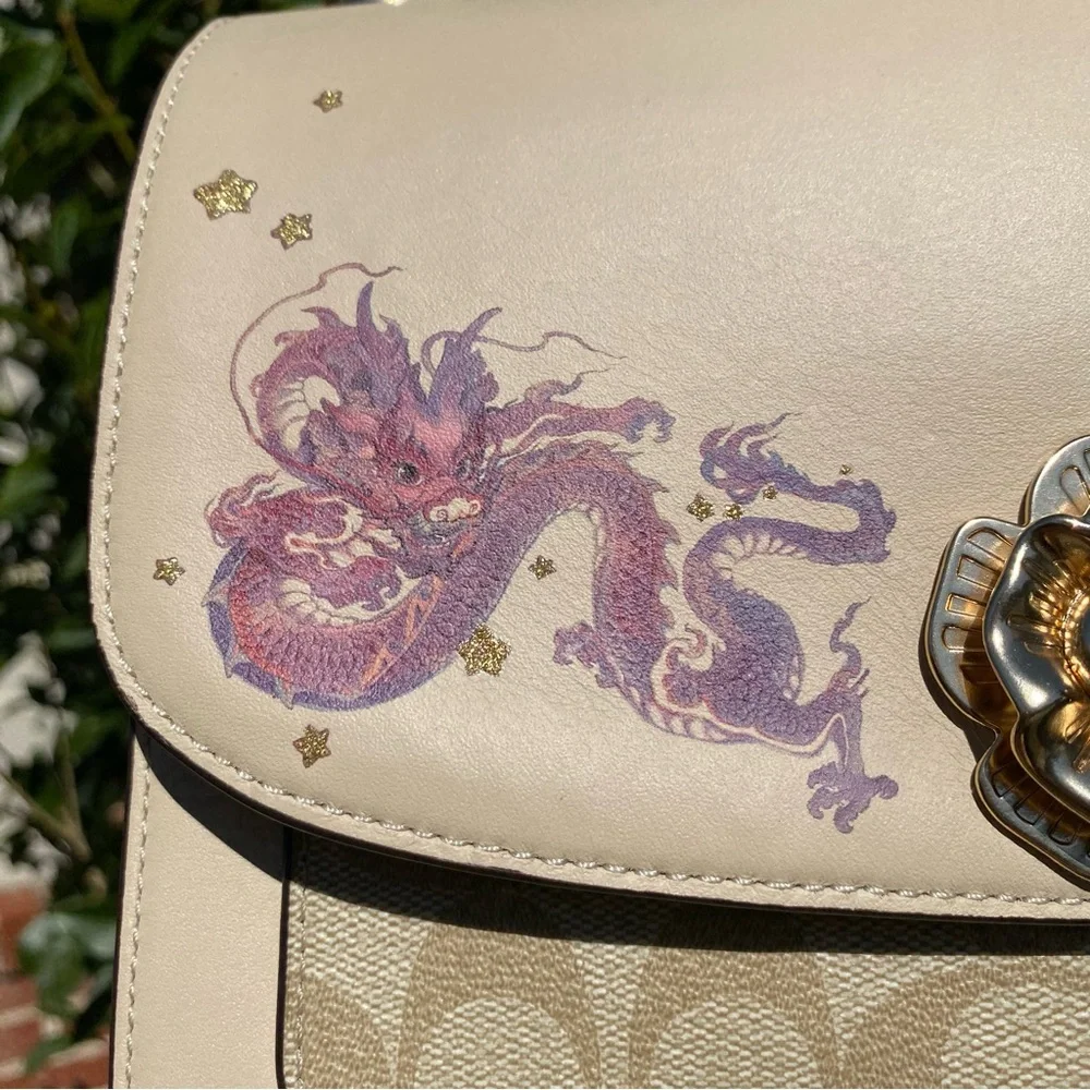 NWT Coach Madison Shoulder Bag With Dragon Print CQ195 - Picture 4 of 13